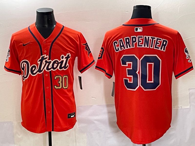 Men 2025 Detroit Tigers #30 Carpenter Orange Fashion Nike MLB Jersey style 7152